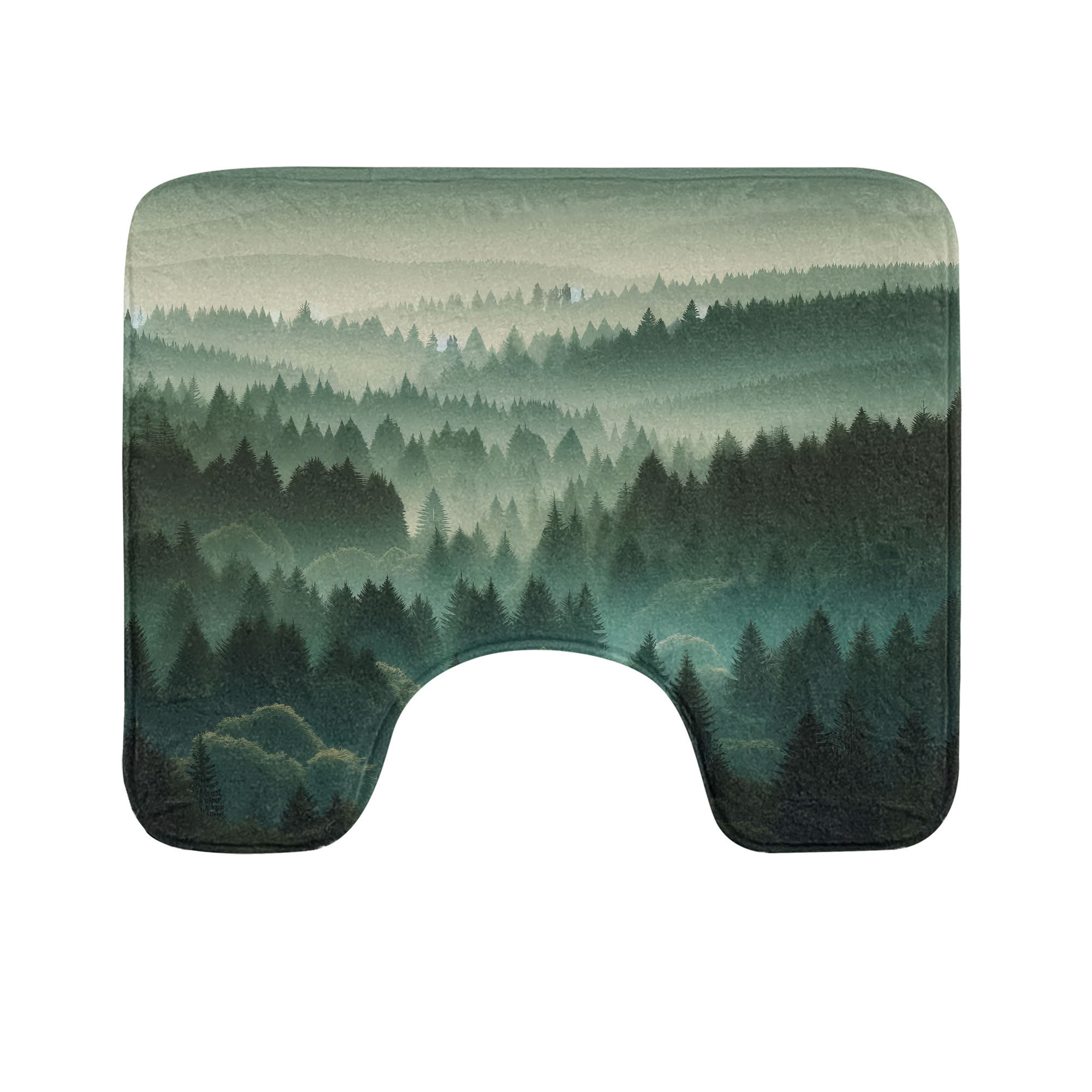 East Urban Home Dark Green Toilet Mat UShape Bathroom Rug 20" Teal and